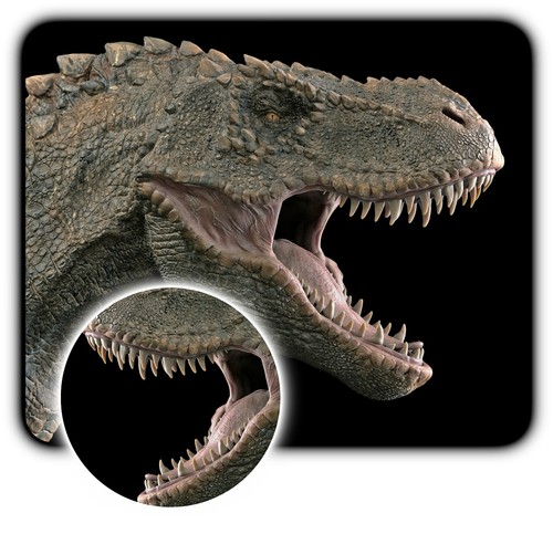 Dinosaur Head T-Rex - Mouse Pad + Coaster - 1/4" Rubber Mat - Great Gift Man Boy