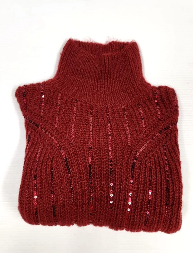 Suéter Ralsey Scoop Para Mujer Secuencia Cuello Alto Borgoña/Vino ~ Talla Pequeña 4-6 Foto 4 de 4