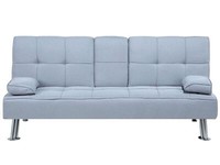 3-Sitzer Schlafsofa Stoffbezug Grau Mit Integriertem Tisch Klapparmlehne Roxen