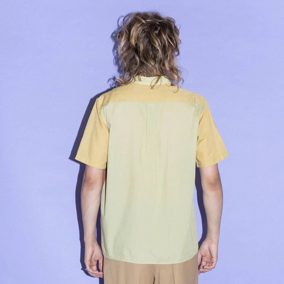 Vintage Y2K colorblock chill button down in muted tones - Image 3 of 4