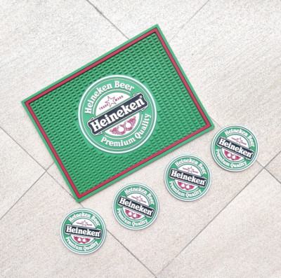 Heineken Tropfmatte Barmatte Bar runner Hausbar Matter & 4pcs Beer Coasters Pubs