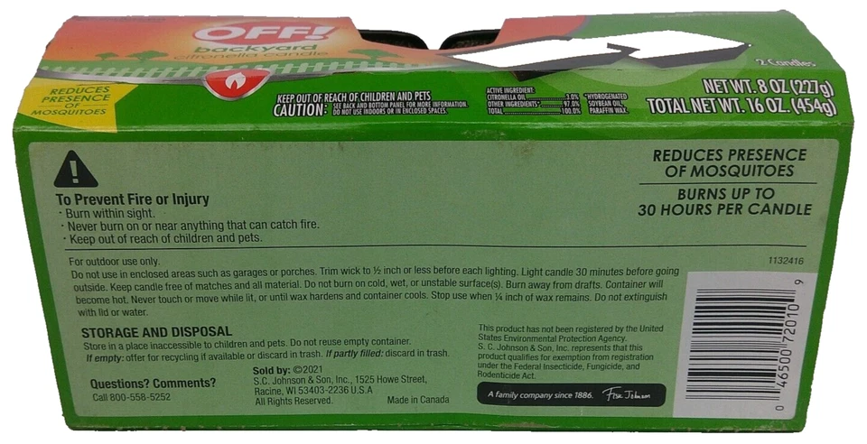 Lot of 2 - OFF! Backyard Citronella Candle Ambiance Enhancing Centerpiece 2pk - Image 2 of 3