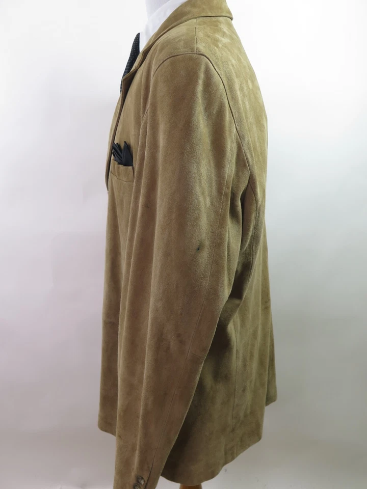 Joseph Lyman Hombres Cuero Gamuza Genuino Marrón Claro Blazer Chaqueta Abrigo Deportivo 46 L Foto 4 de 4