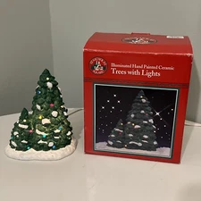 St. Nicholas Square Village Collection 7" Double Lighed Christmas Tree 1997