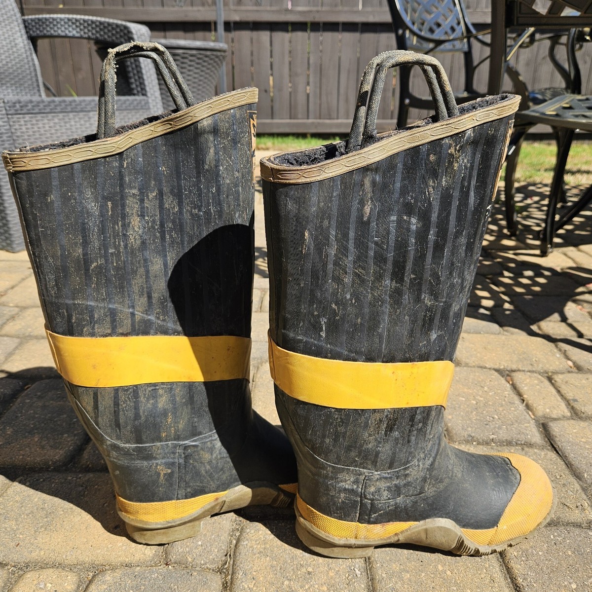 Vintage Uniroyal Siren Firefighter Rubber Boots Steel Toe Steel Shank Mens 10 Vintage 1960s Uniroyal Siren Firefighters Turnout Tall Boots  main image 3