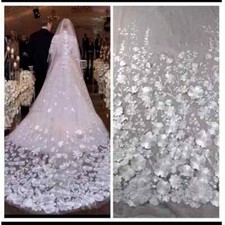 Long Lace Wedding Veil 3D Flowers Bridal Cathedral Veils Cover Face Bride Veil