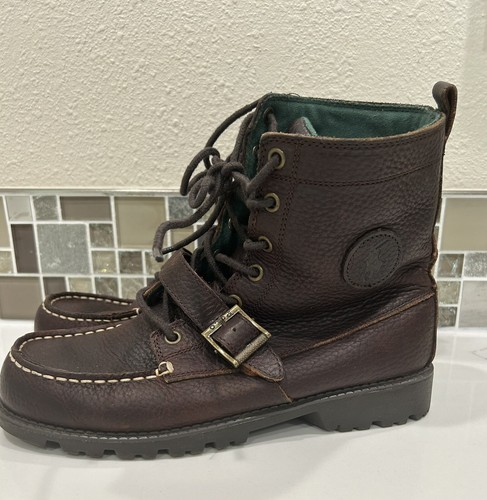 Polo Ralph Lauren garçons bottes Ranger cuir marron à lacets 7. - Photo 4/12