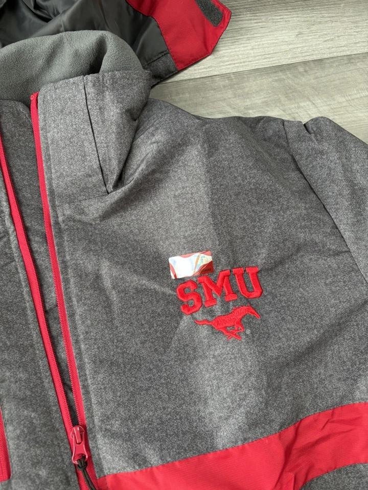 Abrigo Parka Holloway SMU Mustangs Gris Talla XL Nuevo Con Capucha Cremallera Metodista del Sur Foto 4 de 4