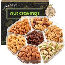 NUT CRAVINGS - Holiday Christmas Mixed Nuts Gift Basket in Black Gold Box 7 A...