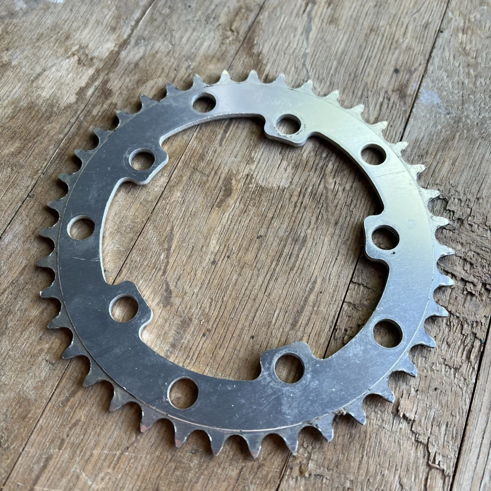 Plato Vintage Estampado Alas GT 39 Dientes EE. UU. Old School BMX Plateado OG Foto 4 de 4