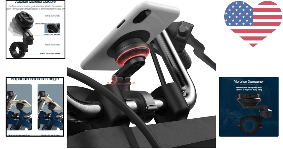 Amortiguación de vibraciones Soporte para teléfono de motocicleta - Soporte de manillar ajustable 2da generación Foto 2 de 4