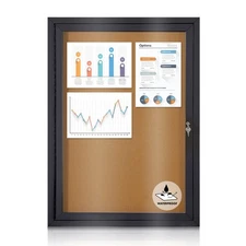 Enclosed Bulletin Board Outdoor Noticeboard with Locking Door, Weather-Resist...