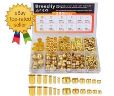 230PCS Brass Compression Sleeves Ferrules Insert 1/2" 3/8" 5/16" 1/4" 3/16" 1/