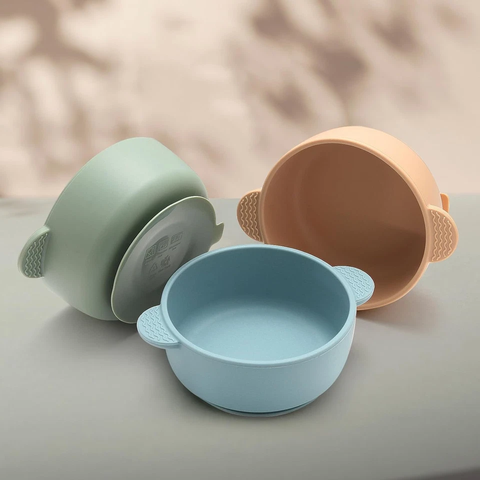 Cuencos para Bebés con Ventosa, Paquete de 3 Suministros de Destete LED para Bebés, Bo de Alimentos de Silicona Suave Foto 2 de 4