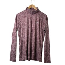 Under Armour HEATGEAR Tech 1/4 Zip Pullover Women XL Maroon Heather Athletic Top