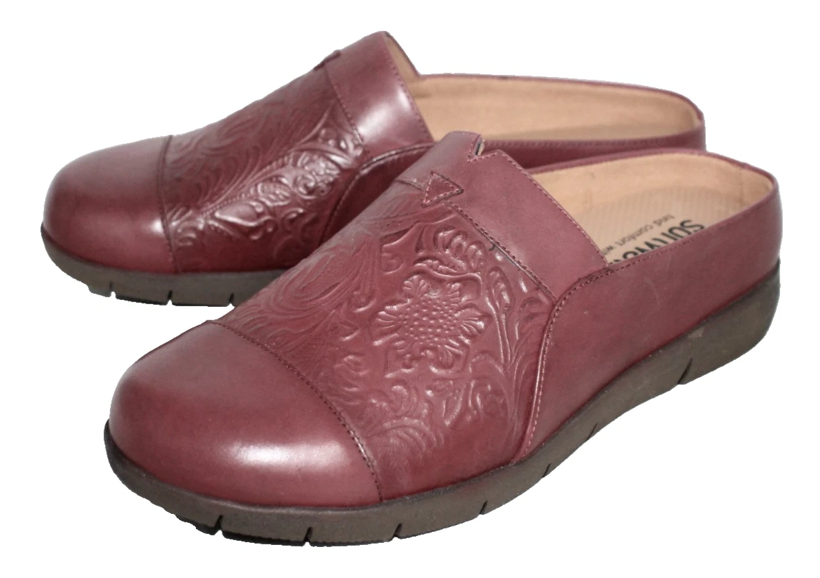 SoftWalk Size 9 woman\'s comfy sandals clogs Loafers in Deep Burgundy Amazon.com | SoftWalk Women main image 2