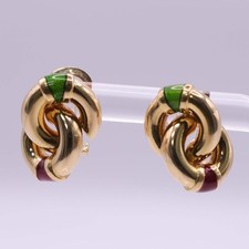 18ct Yellow Gold Knot Earrings with Coloured Enamel