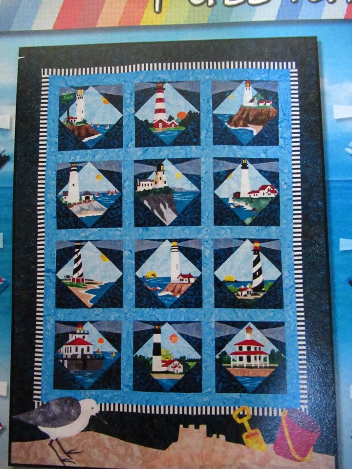 Lighthouses Quilt Kit blocks w/laser cut Fabric 64"x88" Lonestar/ Zebra patterns - Image 3 of 4