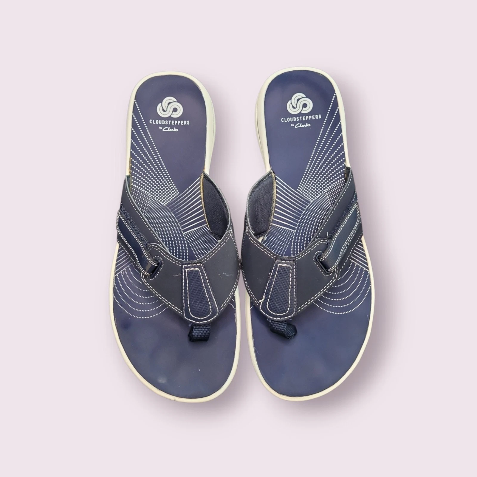 Sandali infradito Clarks Cloudsteppers Breeze mare blu navy bianco taglia 8