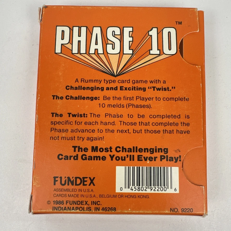 1986 Phase 10 Card Game W/ Instructions Fundex Complete vtg Excellent Condition - Image 3 of 3