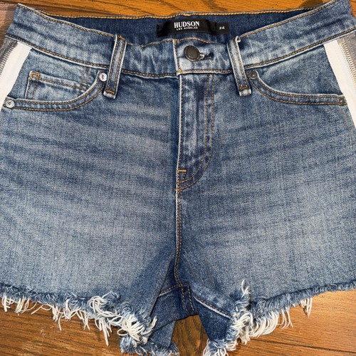 Hudson Womens Sz 24 Gemma Denim Shorts, Cutoff, WMR6008DVA, Zipper Sides, 3" - Picture 3 of 10