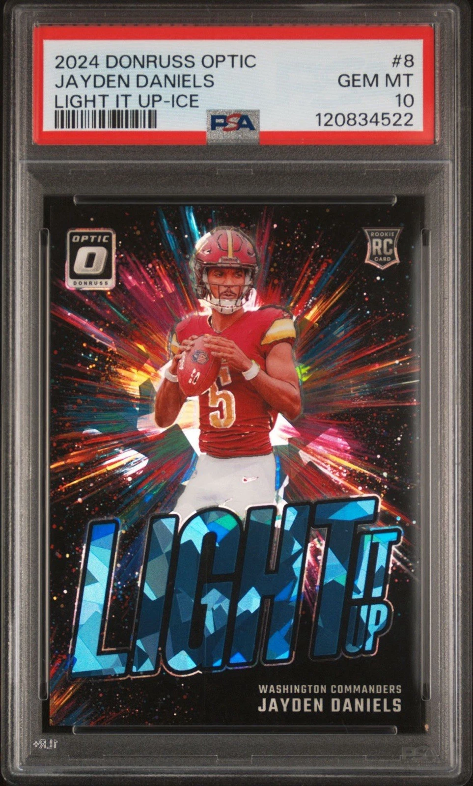 Jayden Daniels Panini Donruss Optic Light It Up #8 Ice