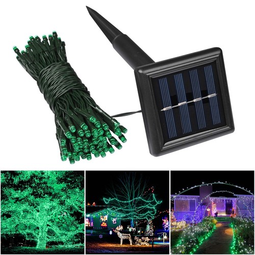 Solar String Lights 36 FT Waterproof Green Solar Xmas Lights Outdoor Tree Yard