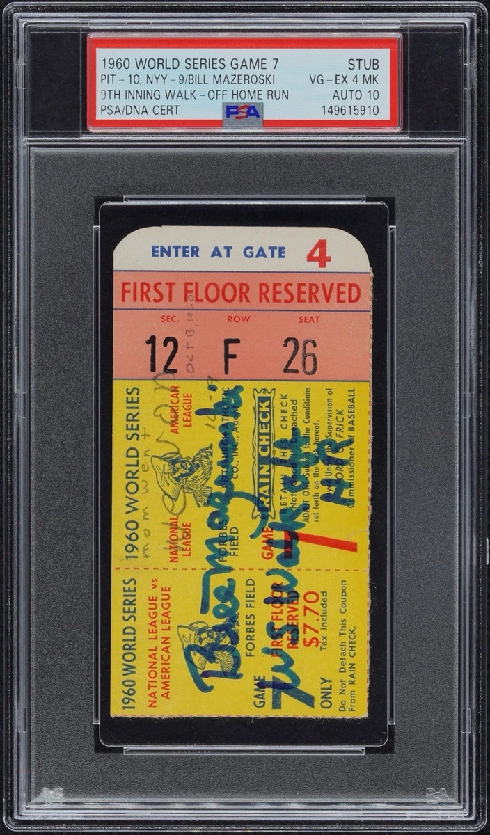 Pittsburgh Pirates Baseball 1960 Vintage Sports Ticket Stubs for
