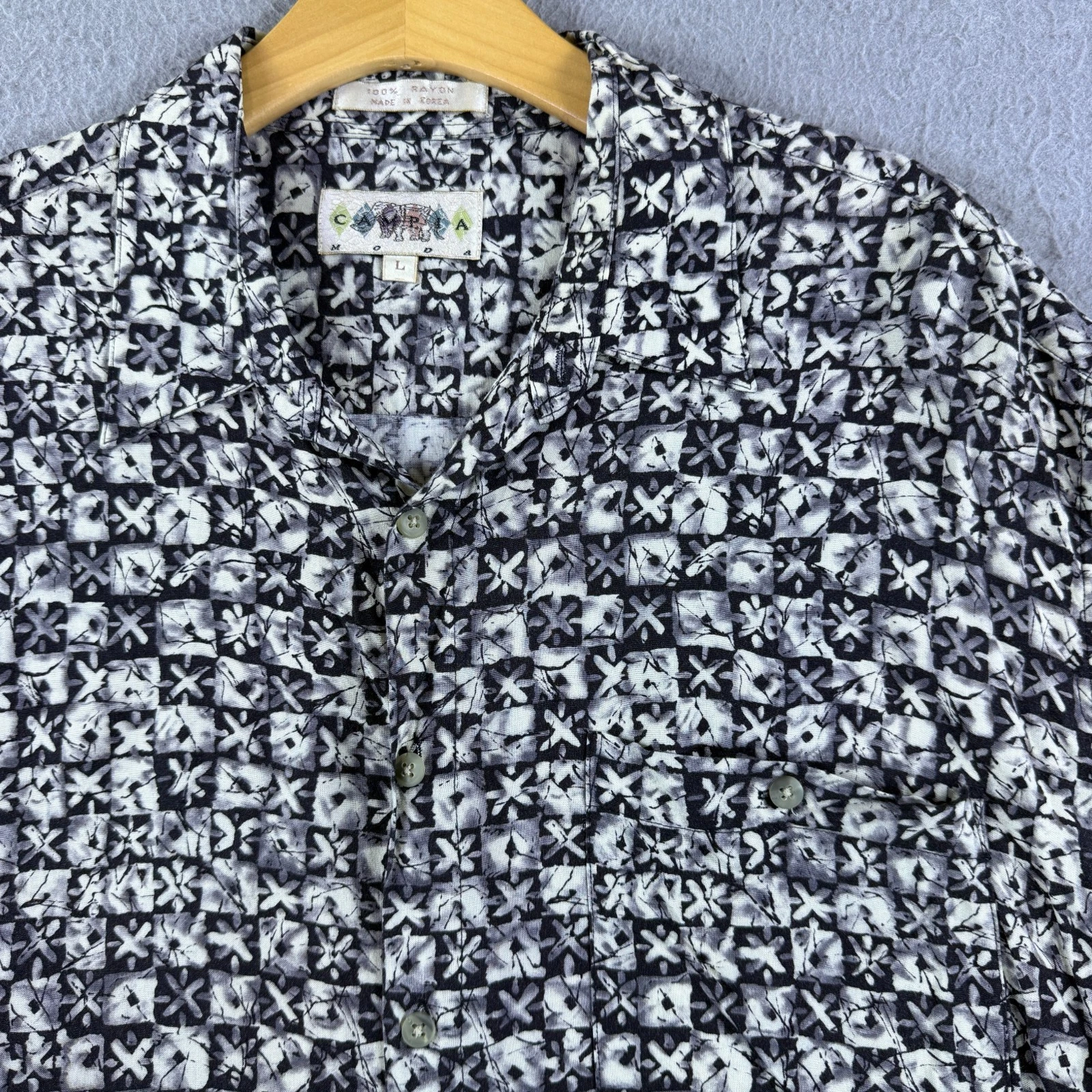 Vintage Campia Moda Men's Rayon Short Sleeve Hawaiian Shirt Floral AOP Size L