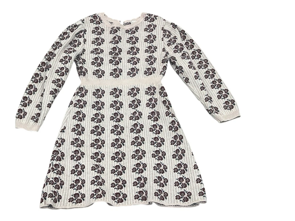 Bebe Organic Antique Floral Esther Sweater Dress Long Sleeve Knit Stripe 5 - Image 4 of 4