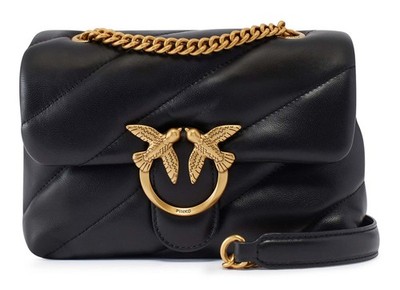 PINKO Love Puff Mini CL Sheep Nappa S Umhängetasche Tasche Black - Antique Gold