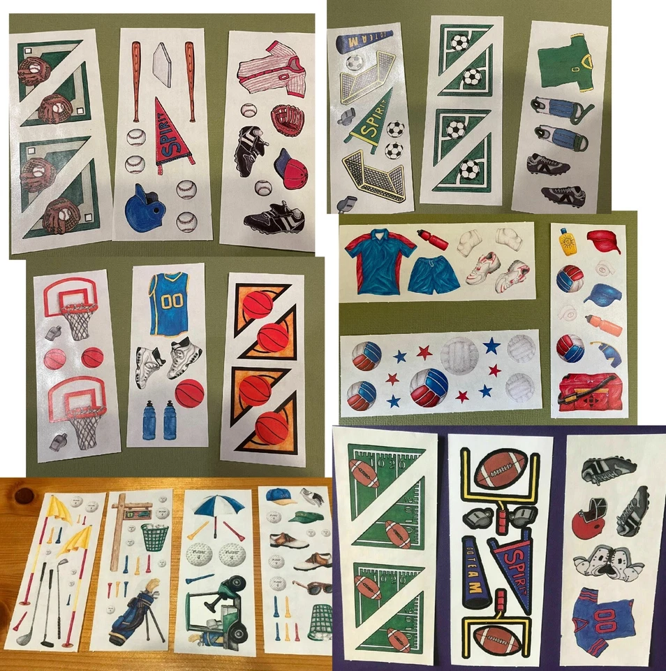 Creative Memories sports stickers, Football, soccer, baseball, golf, basketball