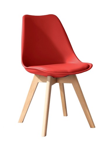 MOF Tulip-flower shape Dining Chair Solid Wood Legs ABS Plastic, Padded Seat - Picture 4 of 18