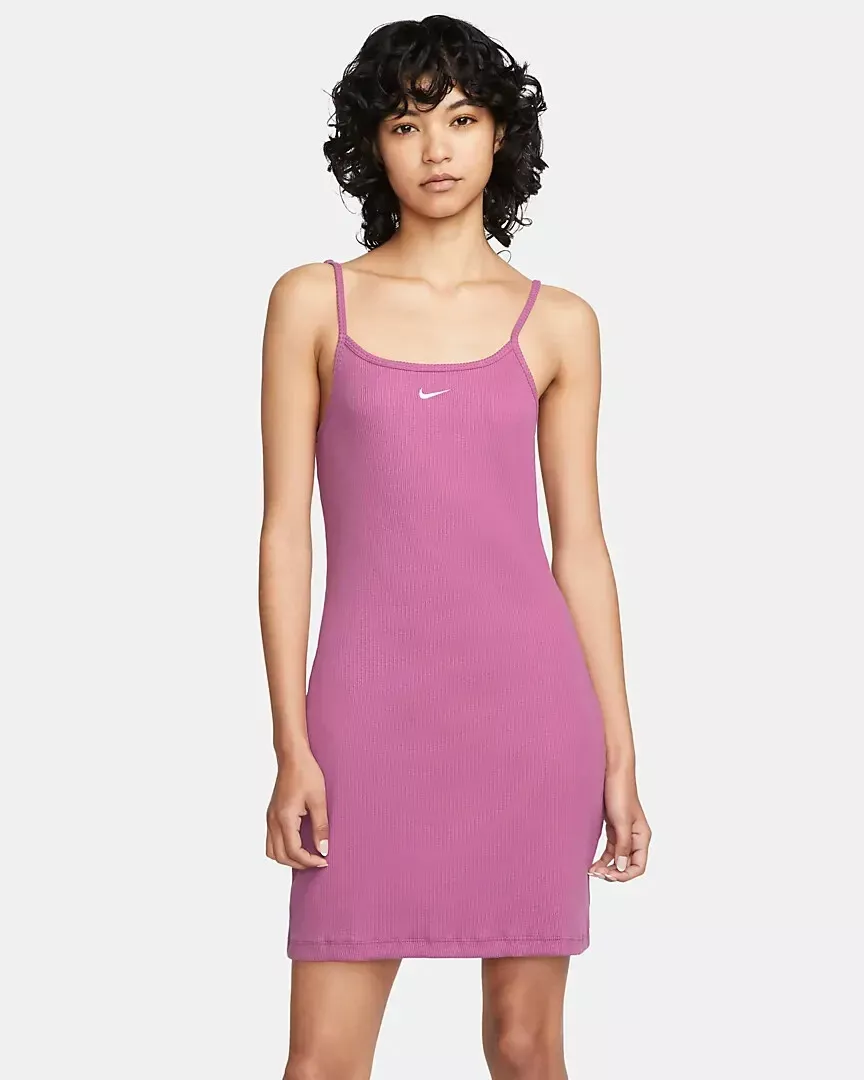 Women s Nike Sportswear Essential Ribbed Dress M Purple Sleeveless DM6230