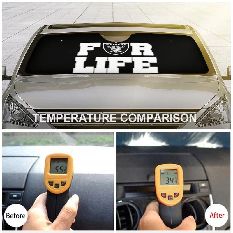 Las Vegas Raiders Car Windshield Sunshade Car Front Window Black Sunshade