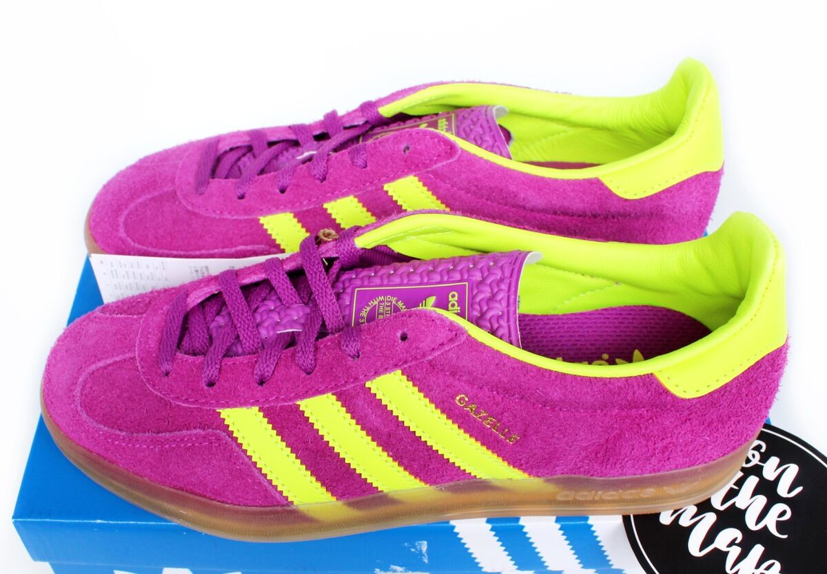 Adidas Originals Gazelle Indoor W Shock Purple Yellow UK 5 9 Adidas Originals Gazelle Indoor W Shock Purple Yellow UK 5 9