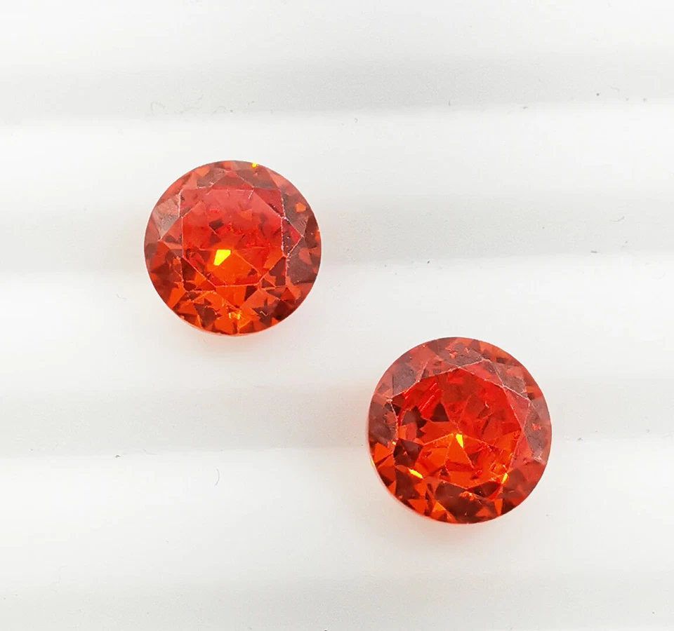 10.30 Ct Pair Orange Zircon Round Shape Loose Gemstones 9.00x8.95x5.15 MM - Image 2 of 4