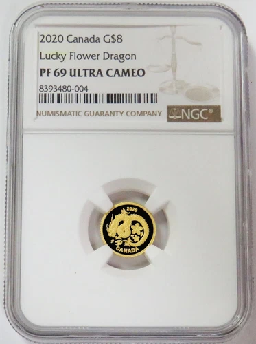 2020 GOLD CANADA $8 LUCKY FLOWER DRAGON NGC PF 69 ULTRA CAMEO