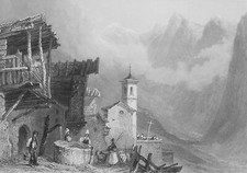 FRANCE Saint Veran in Hautes Alpes Alps - 1837 Antique Print