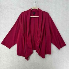 Catherines Cardigan Kimono Womens 26/28 3/4 Sleeve Dark Pink Open Cover Up
