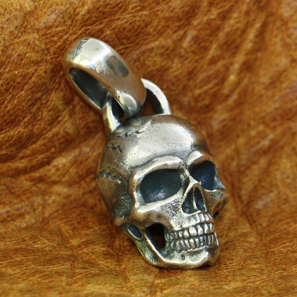 Details 925 Sterling Silver Skull Pendant Mens Biker Rock Punk Pendant TA181B JP