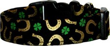 Horseshoes  Shamrocks St. Patrick's Day Handmade Dog Collar