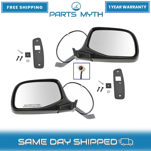 NEW Power Side View Mirrors Chrome & Left & Right Kit Fits For 1992-1997 Ford