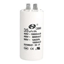 CBB60 Run Capacitor 35uF 450V AC Double Insert 50/60Hz Cylinder 92x44mm White