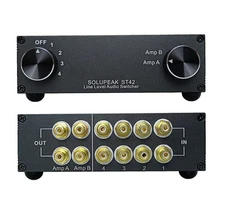 ST42 4-Way RCA Audio Switch Source Signal Input switcher selector Splitter Bo...