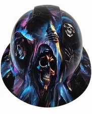 full brim hard hat custom hydro dipped IN THE GRIM REAPER MIDNIGHT  CREEPER NEW