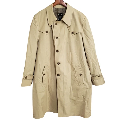 Christian Dior Gleneagles Vintage Trench Coat Homme 46L Beige Laine Doublé Sans Ceinture