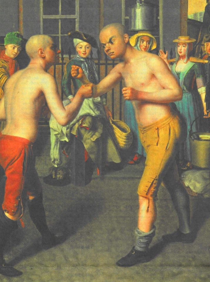 Andreas Möller - Boxkampf, 1737 ,40x30cm, Druck Leinwand auf Holzrahmen