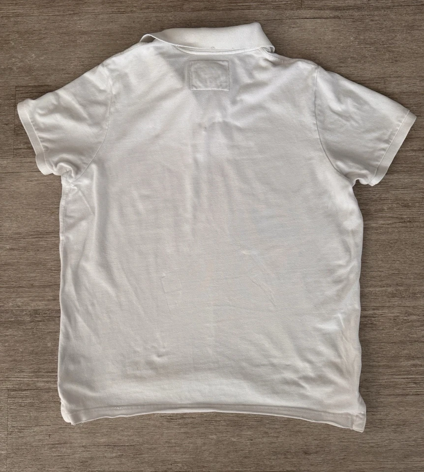 Abercrombie & Fitch Early 2000s White Polo Shirt XXL Made in Macau Y2K - Image 3 of 4