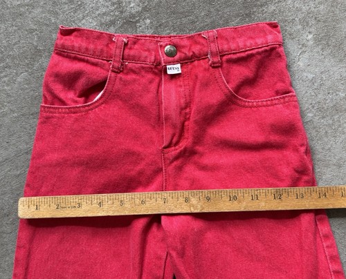 VTG BABY GUESS Red Girls Kids Sz 6Y Red Jeans 90s Talon Made In USA Actual 22x19 - Picture 11 of 20